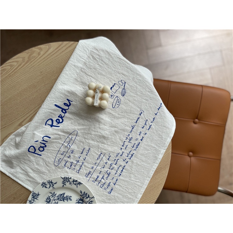 Khăn Trải Bàn In Chữ Viết Tay Màu Xanh Dương Phong Cách Hàn Quốc Dùng Làm Đạo Cụ Chụp Ảnh