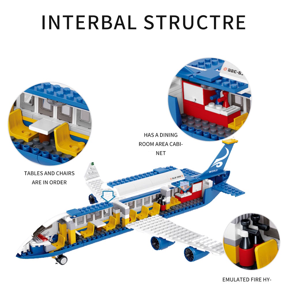 Đồ chơi lắp ráp city mô hình Sluban M38-B0366 máy bay Interbal Structre vận chuyển hàng hoá và hành khách