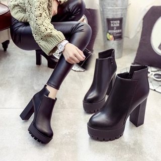Giày boot nữ cổ ngắn đế cao  [ CÓ SẴN ]