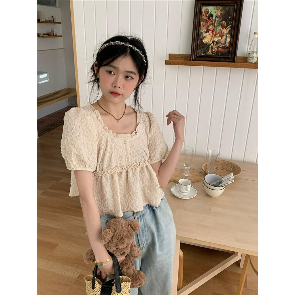 Áo Sơ Mi Vải Jacquard Ngắn Tay Thời Trang Sành Điệu 63064