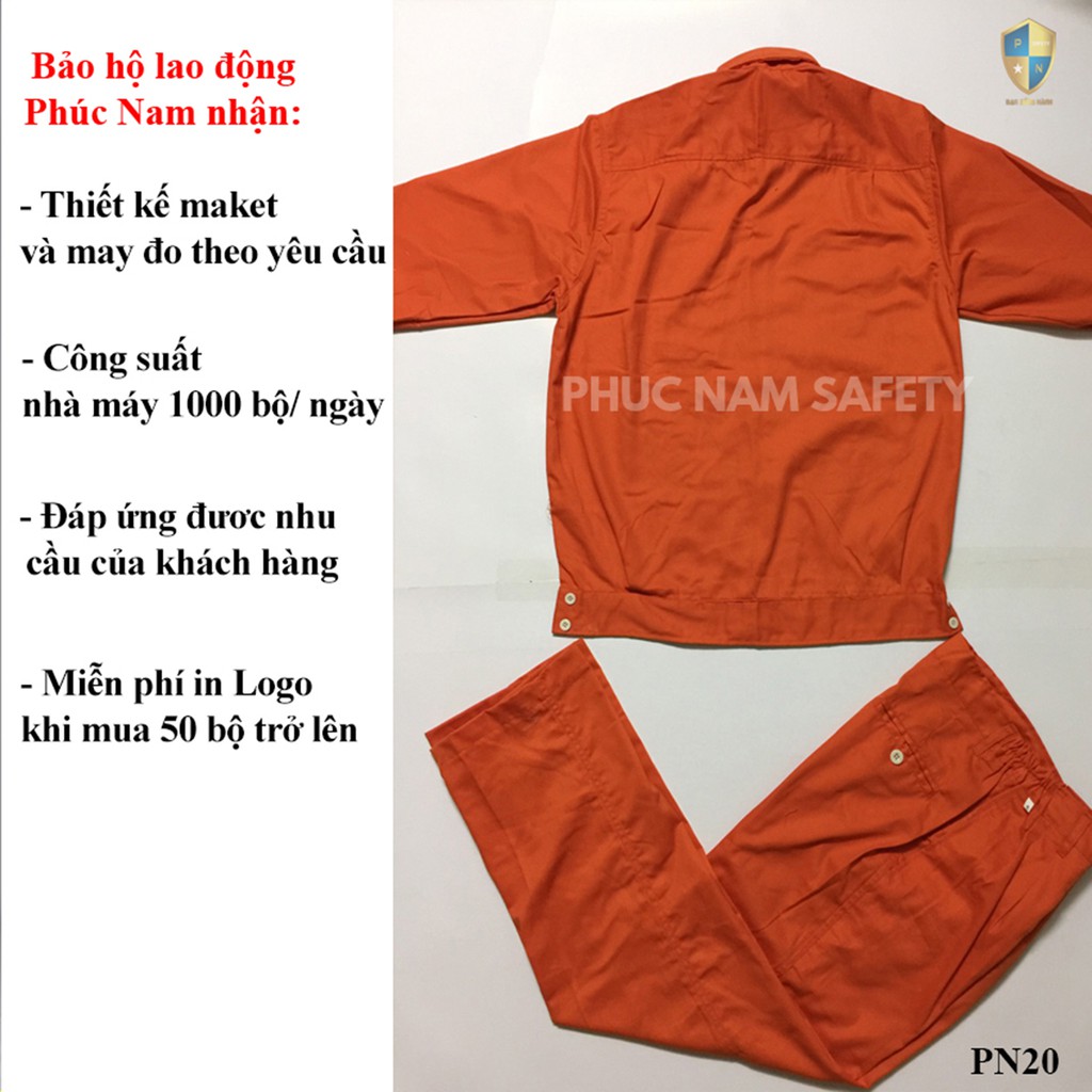 Bộ quần áo bảo hộ lao động P20 - Màu cam , quần áo bảo hộ lao động, BHLĐ Phúc Nam