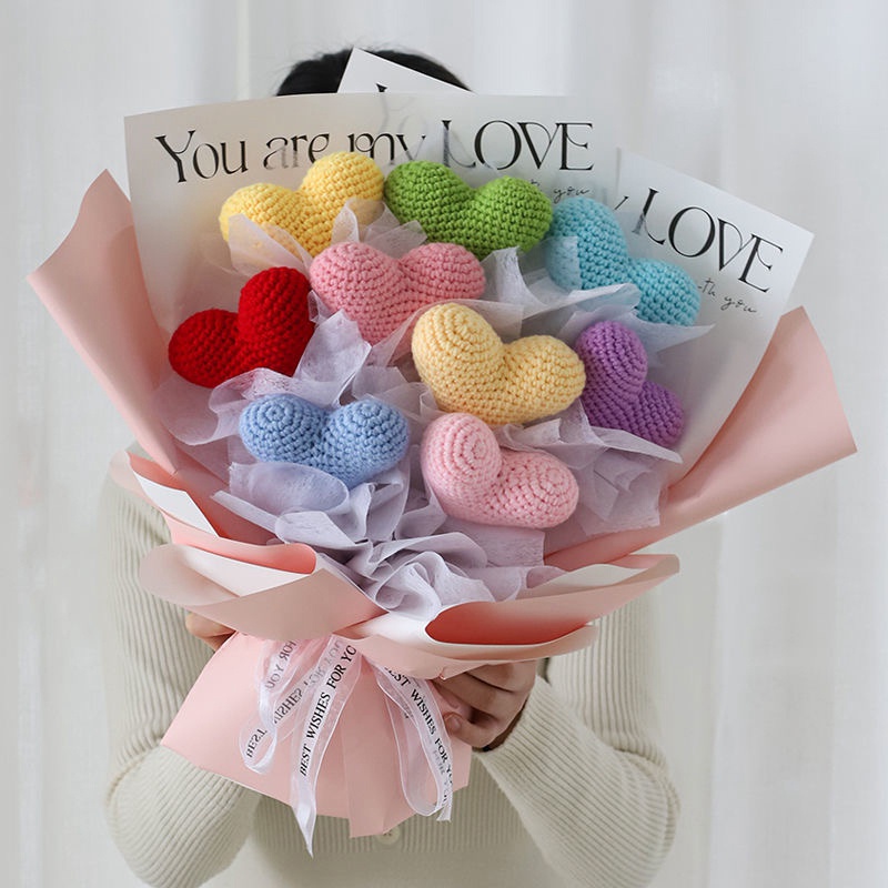 Hoa Tulip Đan Móc Thủ Công Hình Trái Tim Làm Quà Tặng Valentine