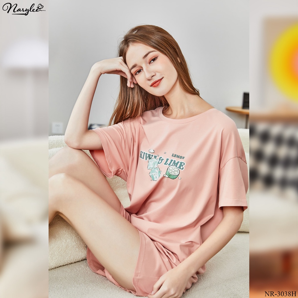 Đồ bộ mặc nhà nữ cao cấp Narylee áo thun ngắn tay quần đùi chất cotton nhập khẩu mềm mịn chống UV kháng khuẩn  Mã NR3038