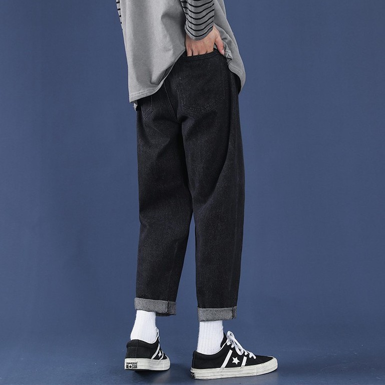 Quần Baggy Nam Jeans Đen kiểu Suông ống rộng - Trơn style MỚI NHẤT 2021 tại Men's_Clothing_Store