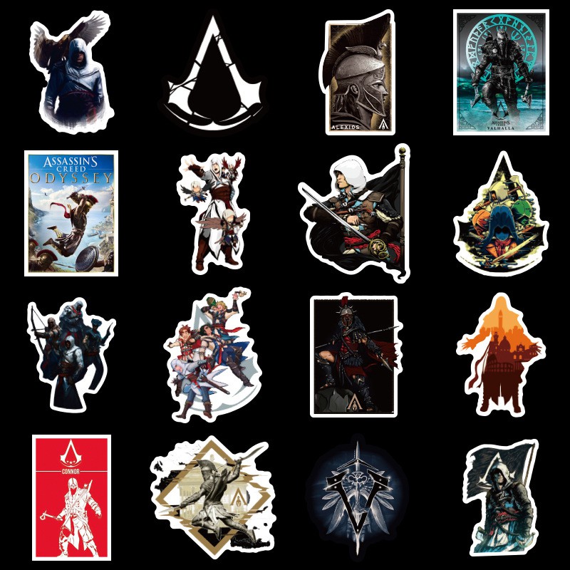 Bộ 50 Sticker Dán Chống Thấm Nước Hình Game Assassin 's Creed-Series