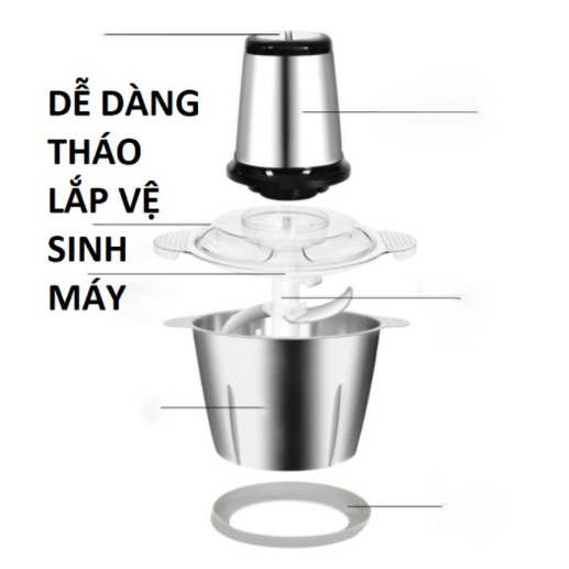 MÁY XAY THỊT FOOD PROCESSOR HDA CỐI INOX 304 DUNG TÍCH 2 LÍT