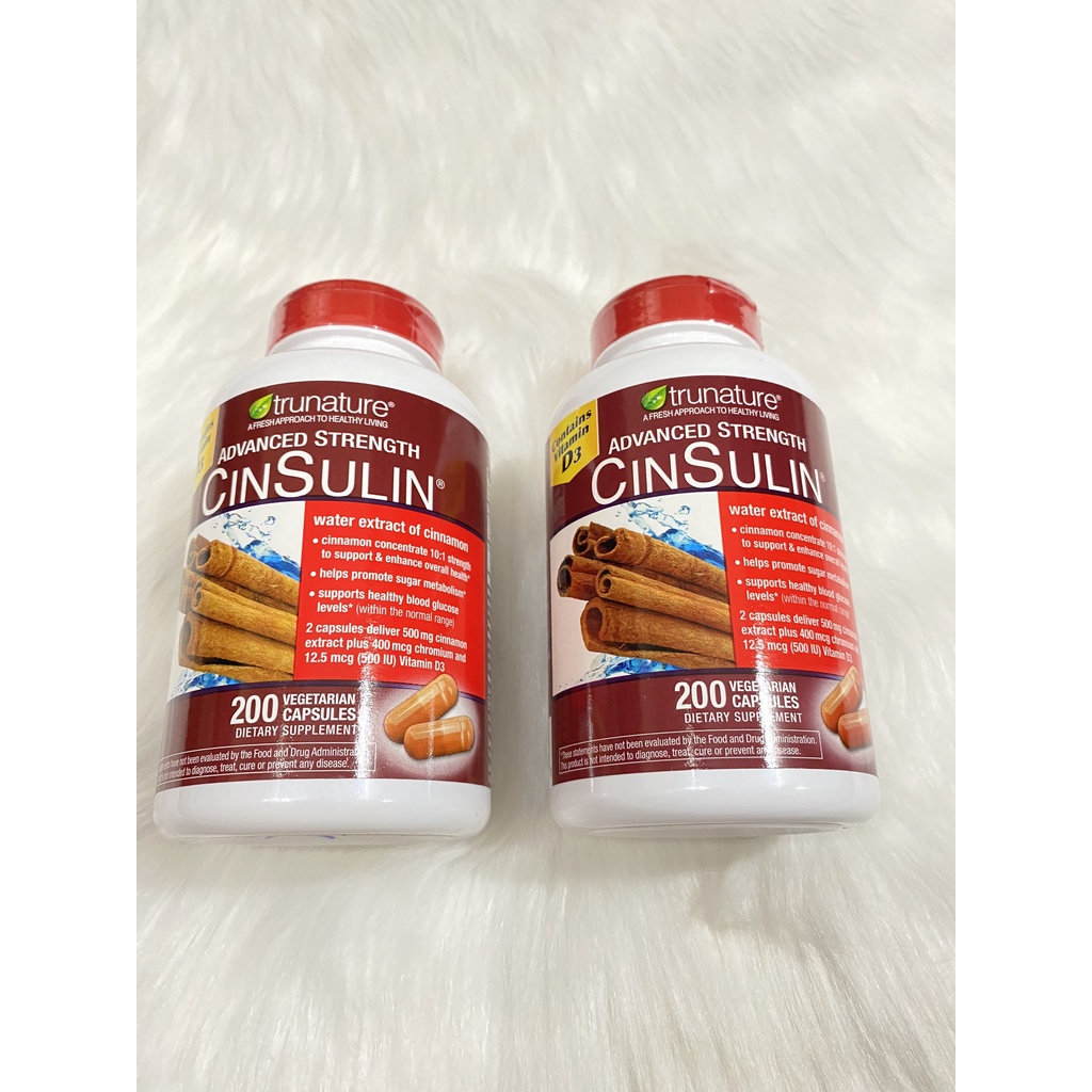 Hỗ Trợ Cân Bằng Đường Huyết Từ Vỏ Quế Trunature Advanced Strength CinSulin 200 Viên Của MỸ