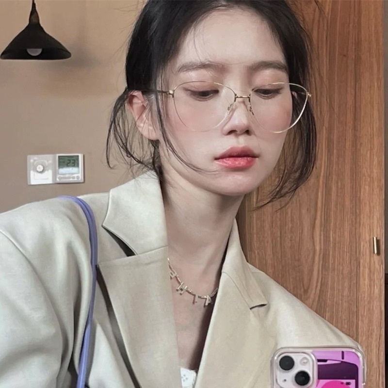 Gọng kính mắt mèo ⚡viền siêu mảnh⚡️kim loại chắc chắn 5188 chống ánh sáng xanh, UV400 Jolie eyewear