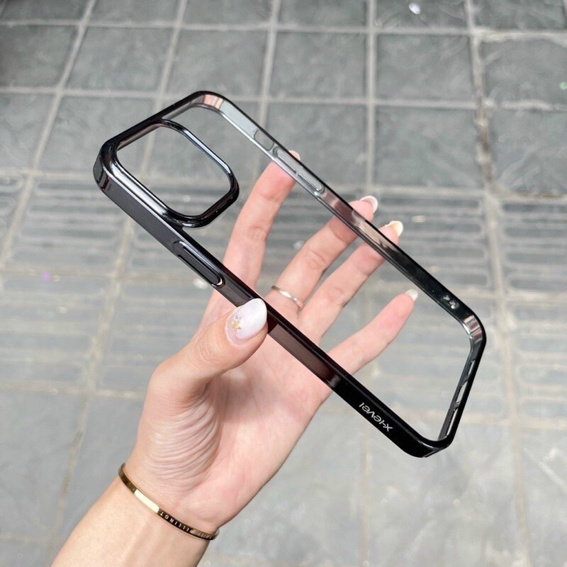 Ốp lưng cứng trong suốt viền mầu cho IPhone 14 Pro Max , 13 ProMax , 12 ProMax , chính hãng X Level Không bao giờ ố vàng