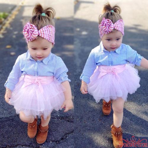 Set áo thun + chân váy xòe dễ thương cho bé gái