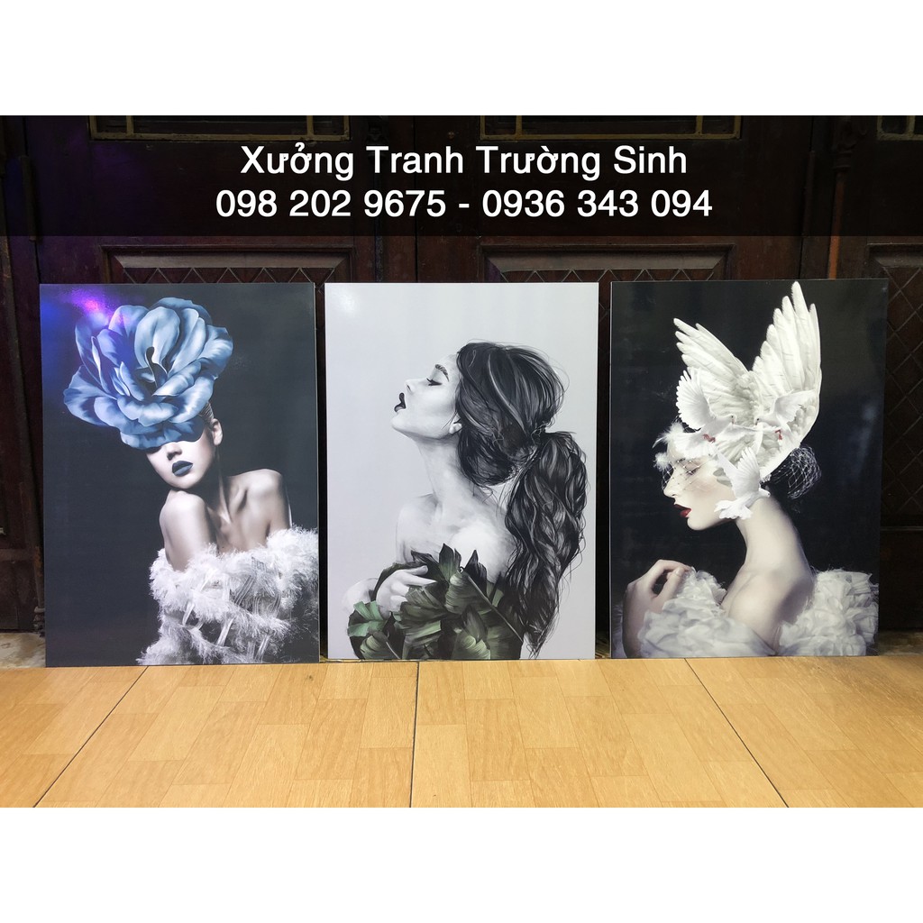 BỘ 3 TRANH CÔ GÁI TRANG TRÍ PHÒNG KHÁCH , PHÒNG NGỦ