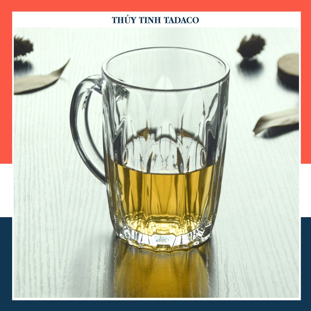 Ly Thủy Tinh Có Quai Cầm Vân Sọc 320Ml Union Ug130 | Hàng Nhập Khẩu Thái Lan