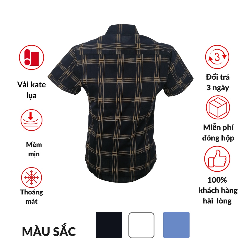 Áo sơ mi nam ngắn tay kate lụa cao cấp, thấm hút mồ hôi, dáng ôm body kiểu Hàn Quốc, mẫu mới năm 2022