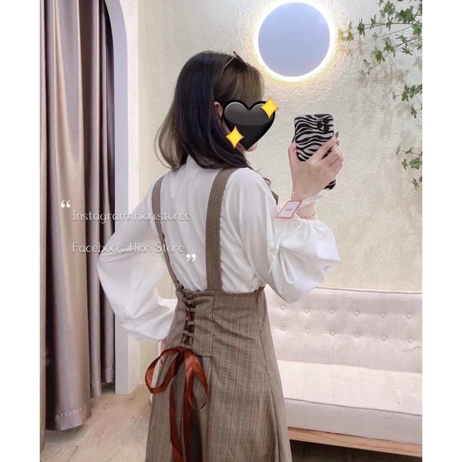 SET YẾM KẺ CARO + ÁO SƠ MI BÈO HAI MÀU