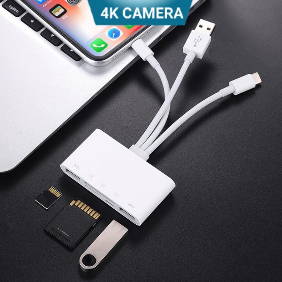 Đầu đọc thẻ nhớ SD OTG kiêm đầu chuyển đổi usb cho iphone type c đa năng