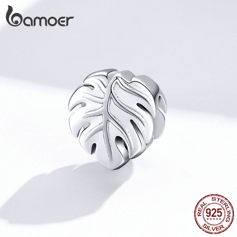 Phụ Kiện Hạt Trang Sức Bamoer Bằng Bạc S925 Hình Chiếc Lá Thời Trang Cho Nữ