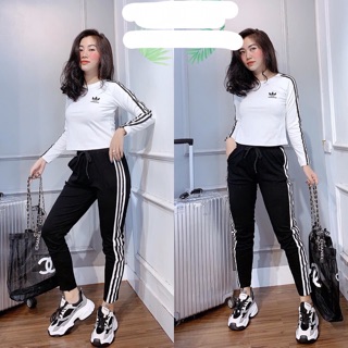 Áo croptop sọc das dài tay
