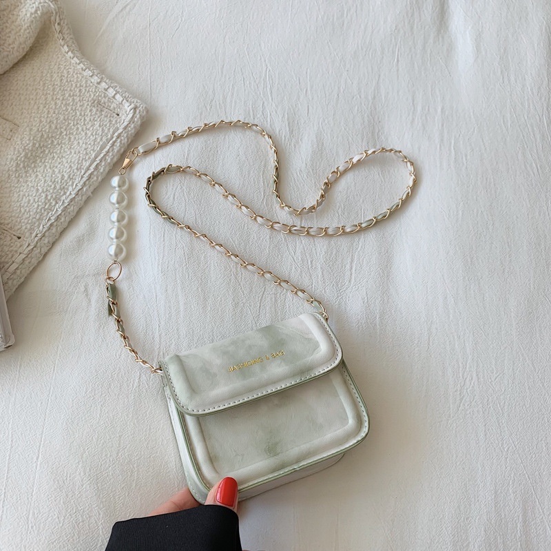 Túi đeo chéo ulzzang mini ví da nữ túi ngọc trai dây xích hàn quốc thời trang