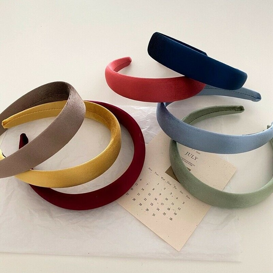 Cài tóc bằng nhung màu trơn kiểu dáng xinh xắn phong cách vintage dành cho nữ