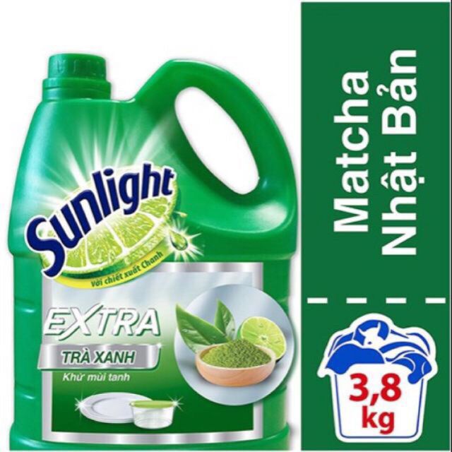 Nước rửa chén SUNLIGHT TRÀ XANH 3,6L {đủ màu }