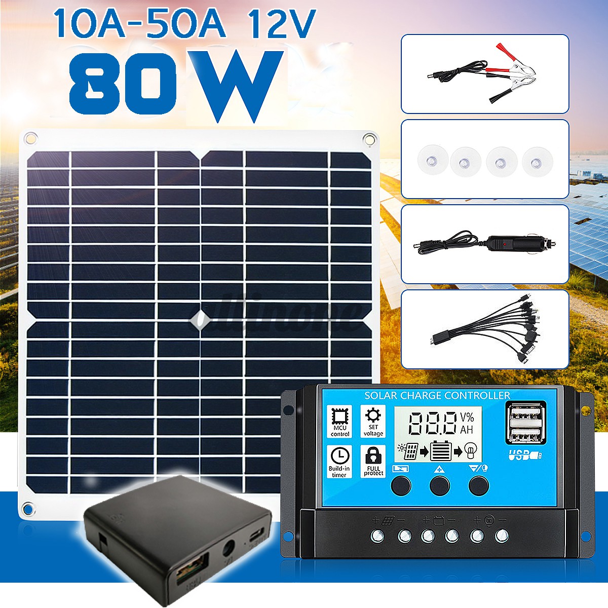 Tấm Pin Năng Lượng Mặt Trời Monocrystalline 200w 12v 10-50a