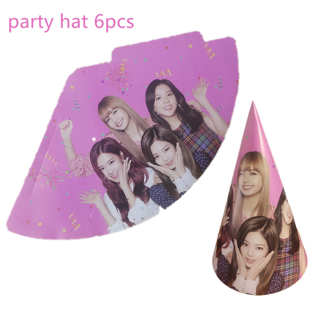 Bộ Bong Bóng + Thẻ Giấy banner Chủ Đề Nhóm Nhạc blackpink Hàn Quốc Trang Trí Tiệc Sinh Nhật