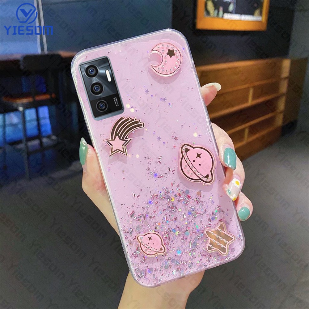 Ốp Điện Thoại Silicon Dẻo Trong Suốt Họa Tiết Hành Tinh Lấp Lánh Sang Trọng Cho Vivo V23E V21E V23 V21 V20SE V20 V19 V15 S1 Pro