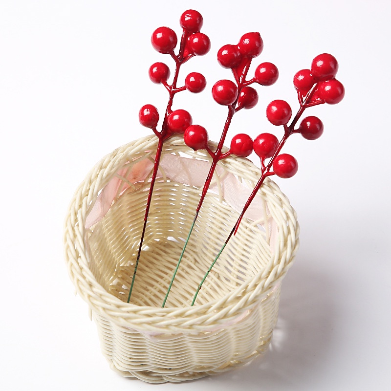 Nhánh Cây Berrie Nhân Tạo Màu Đỏ Độc Đáo Trang Trí Hộp Quà DIY