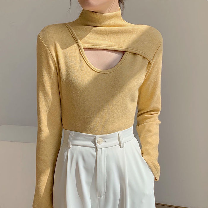 Áo thun dài tay cổ lọ dáng ôm thời trang Hàn Quốc