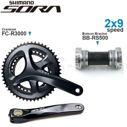 Đùi Đĩa SHIMANO SORA FC-R3000 Hợp Kim Nhôm Siêu Nhẹ 2x9 Tốc Độ 30/54T 170MM Hollowtech 2 BB RS500 Dà
