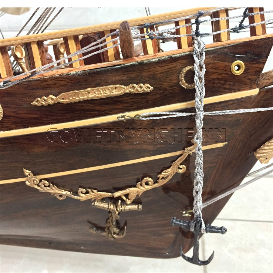 [Dài 120cm - Xuất Khẩu] Mô hình thuyền gỗ thuyền trang trí tàu chiến cổ Cutty Sark - Gỗ muồng đen - Thân tàu dài 100cm