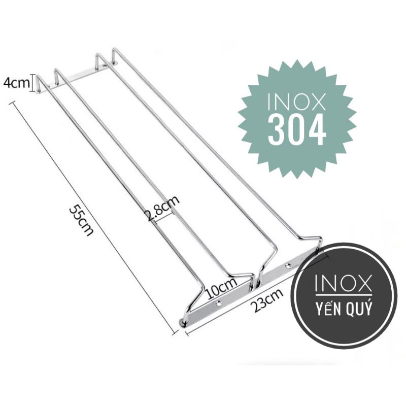 INOX 304 GIÁ TREO LY 1 HÀNG /2 HÀNG DÀI 55 CM / 50 CM / 45CM /40 CM / 35 CM / 30 CM / 27 CM