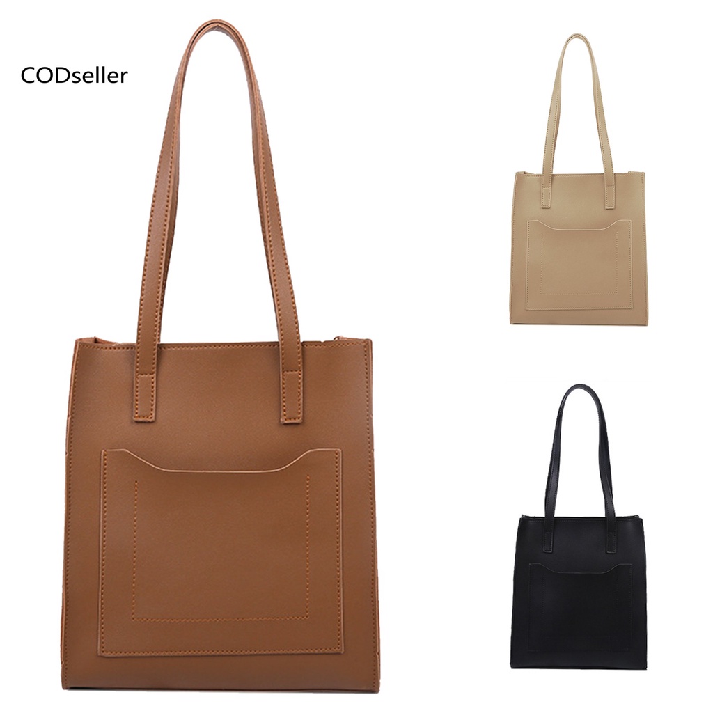 COD_ Simple Big Handbag Smooth Zipper Big Handbag Meet Needs for Travel