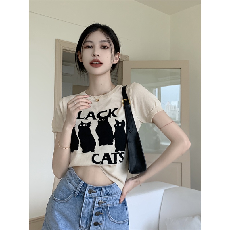 622122#Áo Thun Dệt Kim Tay Ngắn Hở Vai Dáng Ôm Thời Trang Mùa Hè Dành Cho Nữ