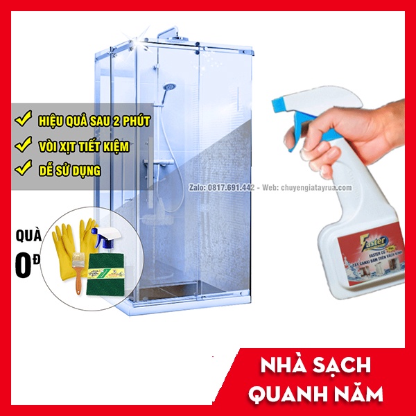 (XỊT LÀ SẠCH) Combo Xịt Tẩy Cặn Canxi Trên Kính Nhà Tắm, Vệ Sinh Gương Nhà Tắm Bị Ố Mờ Faster CG Plus