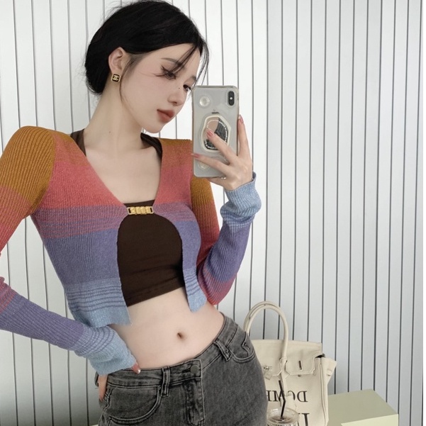 Áo khoác cardigan POROZI dệt kim mỏng tay dài dáng ngắn chống nắng phong cách Hàn Quốc thời trang cho nữ