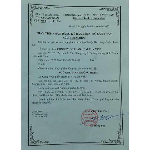 Ngũ cốc dinh dưỡng tăng cân Hera - Ngũ cốc tăng cân Hera
