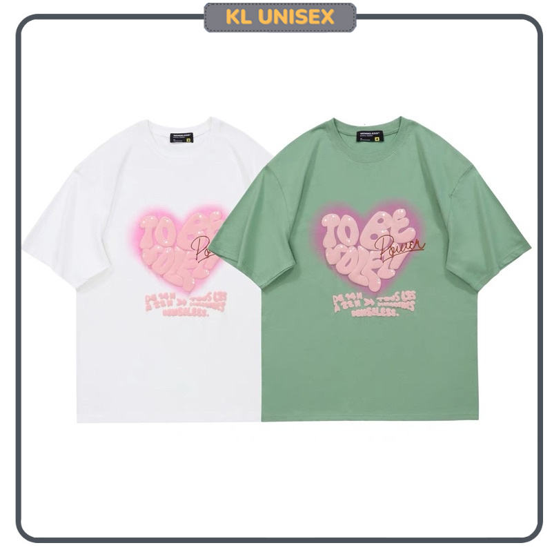 Áo thun from rộng In nổi Trái Tim TO BE nam nữ KL Unisex