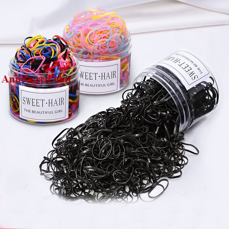 Dây Buộc Tóc Cao Su Dày Dặn Màu Đen Nhiều Màu Phong Cách Hàn Quốc Dễ Thương Cho Nữ
