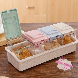 Bộ hộp đựng gia vị nhà bếp chất liệu lúa mạch