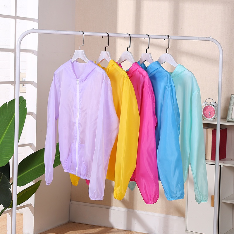 Áo khoác khóa kéo trong suốt chống nắng/ tia UV nhanh khô unisex