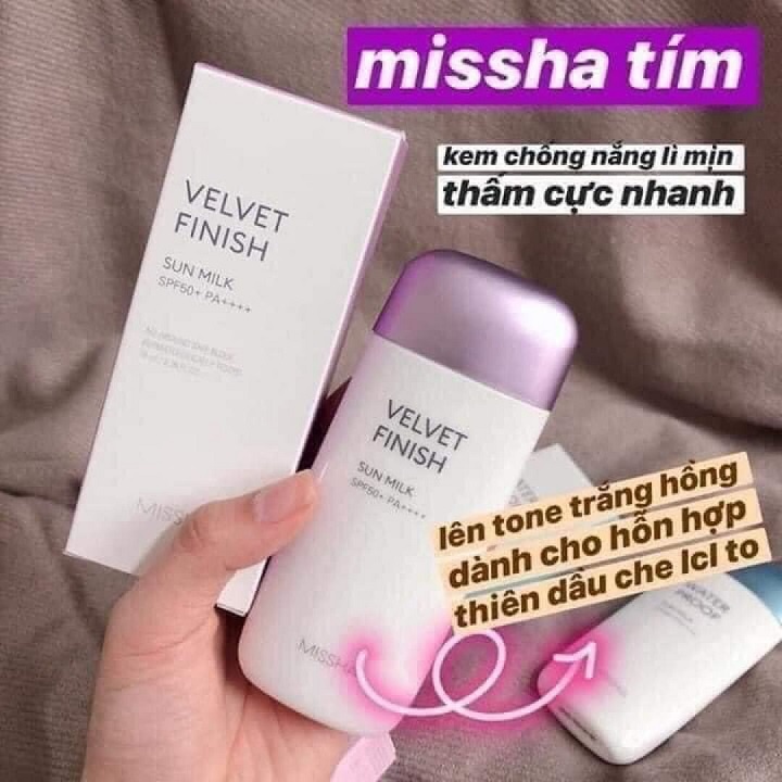 Kem chống nắng Missha Velvet Finish Sun Milk SPF 50+ PA++++ 70ml giúp kiềm dầu và nâng tông da - Yumi Beauty