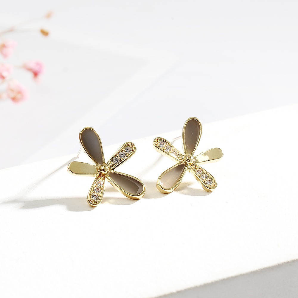 Silver Plated 925 Earrings Simple Flower Pattern Korean Fashion