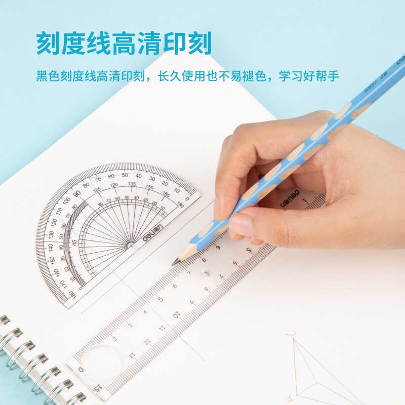 Combo 04 Thước Học Sinh DELI Đo Góc Tam Giác, Chiều Dài Hình Học Loại Siêu Dẻo, Siêu Sắc Nét