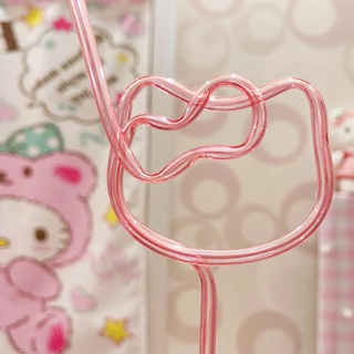 Hello Kitty Straw Milk Drinking Straw Stirring Stick Reusable Drinking Straws Gift