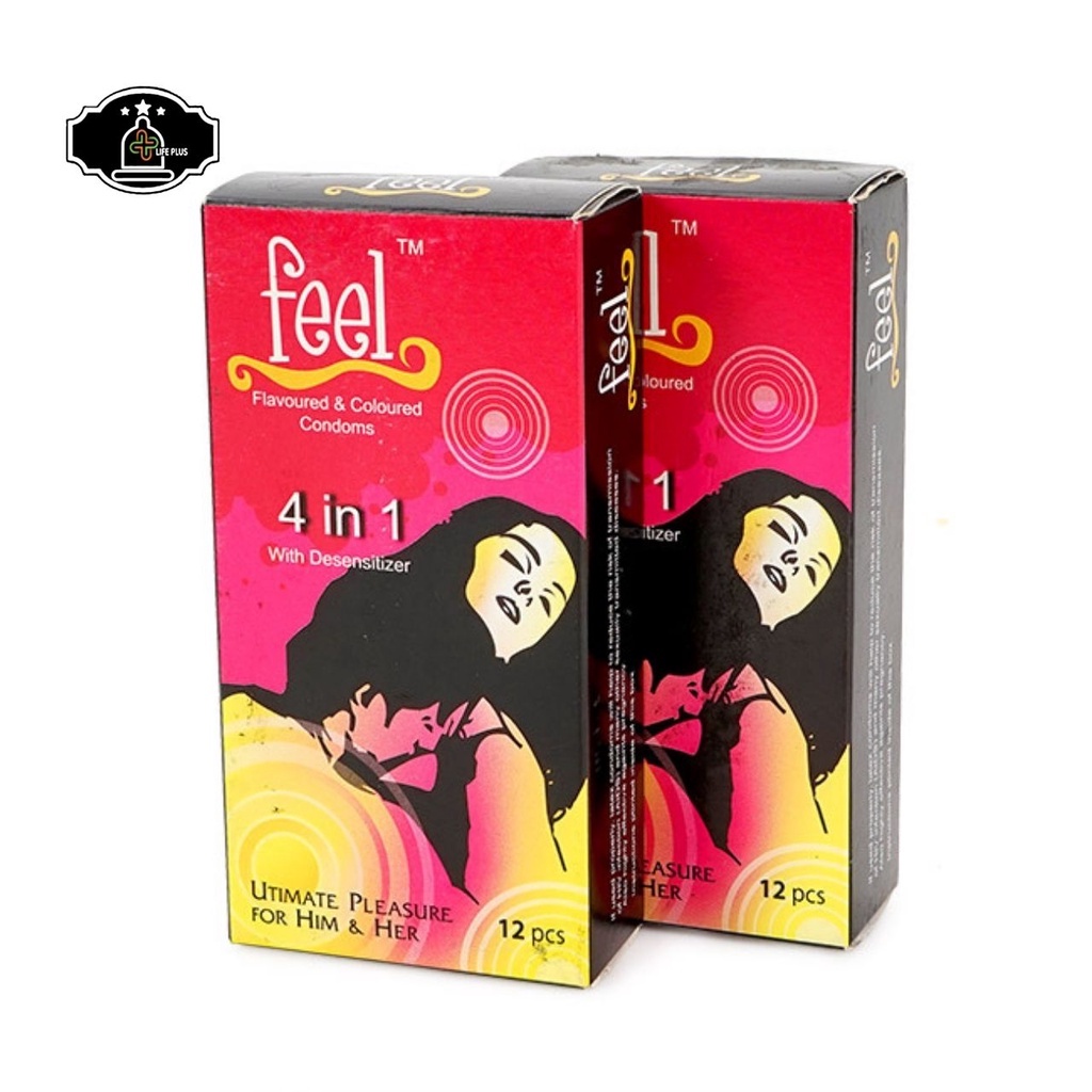 Bao cao su kéo dài thời gian Feel 4 in 1 mùi hương dâu ôm khít có gai gân chống tuột – Life Plus