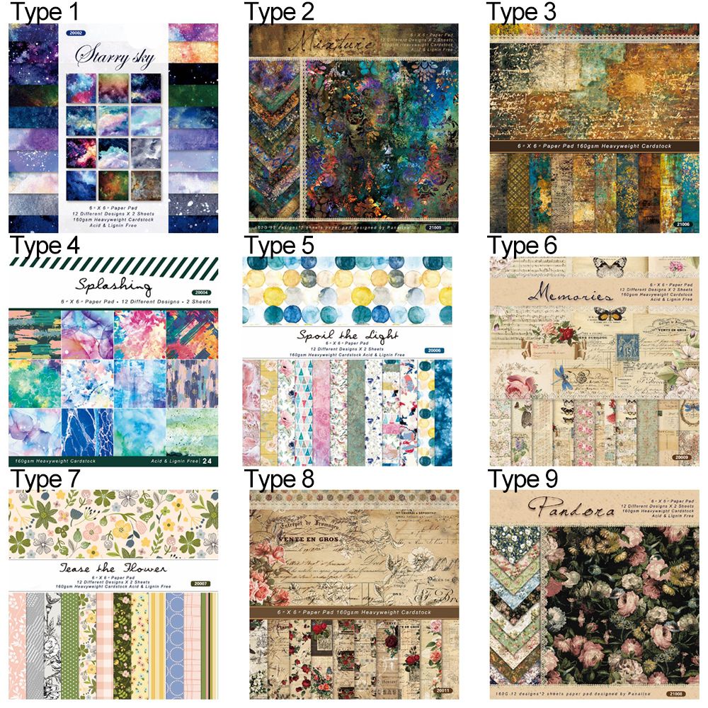 Set 24 Tờ Giấy 6 "X6" In Họa Tiết Hoa / Động Vật Xinh Xắn Trang Trí Sổ Tay Thủ Công Diy