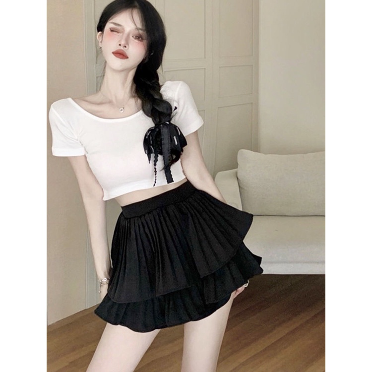 Chân Váy Voan 2 Tầng Xếp Ly Dáng Xòe Ngắn Có Kèm Quần Bên Trong Kiểu 3 | Smide Clothing
