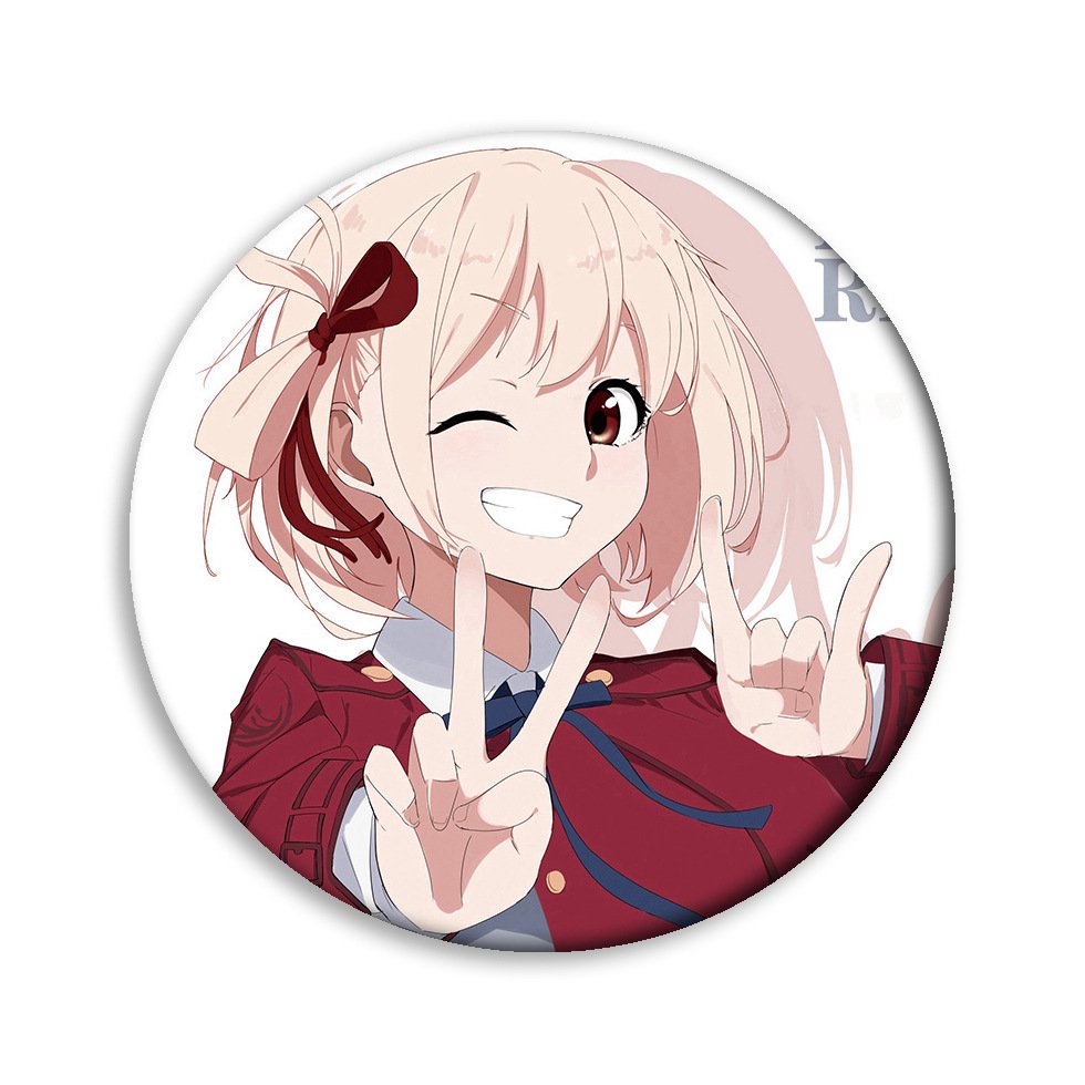 Huy hiệu IN HÌNH Lycoris Recoil Quán cà phê bất ổn anime chibi dễ thương xinh xắn
