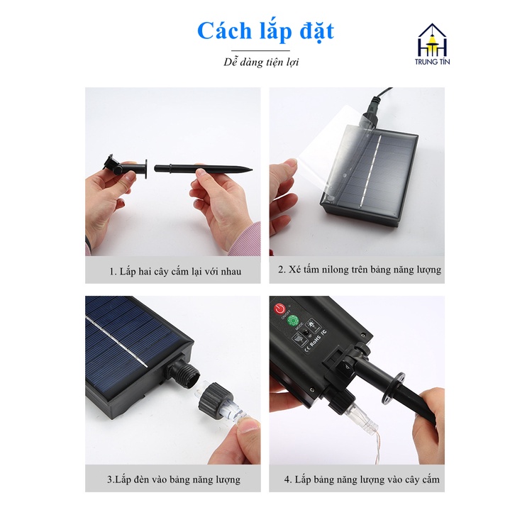 Đèn dây led đom đóm cao cấp quấn cây năng lượng mặt trời trang trí DECOR ngoài trời ,ban công, sân vườn .